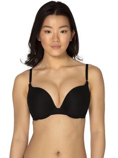 PRICES MAY VARY. 88% Nylon, 12% Spandex Imported Hook and Eye closure Hand Wash Only Adds 2 cup sizes instantly! This bombshell bra with molded double bump, push-up padding lifts you upward and inward adding the cleavage and fullness you crave. This extreme push-up bra is complete with underwire support for an added, upward lift. The best push-up bra for low-cut tops, the plunge neckline highlights your new-found full cleavage. This push up bra also works well under tight fitting clothing to cre La Senza Bras, Low Cut Top, Bra Image, Lace Tshirt, Mesh Shirt, Shirts Women Fashion, Everyday Bra, Push Up Bra, T Shirt Bra