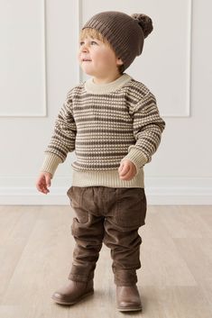 Cillian Cord Pant - Brownie – Jamie Kay USA Cozy Cotton Pants For Fall, Fitted Cotton Winter Bottoms, Cozy Fit Cotton Pants For Fall, Cozy Fitted Cotton Pants, Stretch Cotton Pants For Winter, Cozy Fit Cotton Bottoms For Winter, Cotton Pants With Ribbed Cuffs For Fall, Singlet Dress, Kids Sleeping Bags