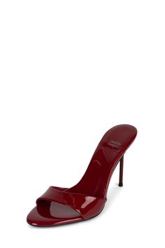 Stiletto almond-toe sandal Fits true to size Measurements taken from size 7 4" Heel, 0.25" Platform Leather Upper, Leather/ Synthetic Lining, Synthetic Sole Cherry Red Heels, Inez Shoes, Dark Red Heels, Platform Heels Outfit, 90s Heels, Teal Heels, Retro Heels, Burgundy Heels, Classy Shoes