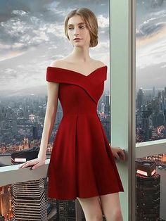 Cocktail Dress Elegant, Simple Homecoming Dresses, Short Red Prom Dresses, A Line Cocktail Dress, Satin Homecoming Dress, Homecoming Party, Simple Prom Dress, Cocktail Dress Vintage, Burgundy Prom Dress