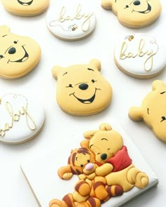 winnie the pooh cookies are decorated with fondant