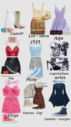 the different types of clothes and shoes are shown in this graphic style, including bras,