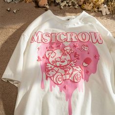 Sweet Clothes, T Shirt Female, Love Bear, Streetwear Y2k, Bear Print, Harajuku Fashion, Pink Love, Dream Clothes, Cute Shirts