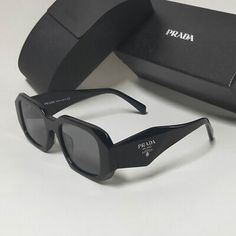 Find ideas๏ฟฝand inspiration for Prada 17WS Sunglasses Black Frame Women Men Sunglasses, Women's Accessories Prada Glasses Men, Black Square Frame Sunglasses With Glass, Prada Sunglasses Mens, Prada 17ws Sunglasses, Prada 17ws, Black Frame Glasses, Mens Sunglasses Fashion, Mens Designer Sunglasses, Prada Glasses