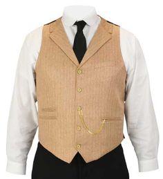 Distinguished in a pinstripe and herringbone pattern, this vintage-look waistcoat features era-specific notched lapels and a pointed-front hem. Styled with all the details of the late 19th century, our vest features five buttons, four front pockets and a back adjuster. Made with a 100% polyester, including back and lining. Imported. Professionally dry clean. Available in sizes S–4X. Herringbone Pattern, Five Star, Vest Dress, The Professional