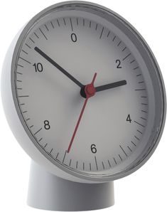 a white clock with red hands and numbers on the face is shown in front of a white background