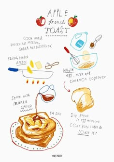 an apple crepe recipe is shown in this drawing