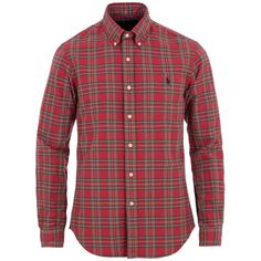 Brand New With Tag Classic Fit Red/Multicolor Medium Classic Red Cotton Flannel Shirt, Red Cotton Shirt With Button Closure, Classic Red Long-sleeved Flannel Shirt, Red Collared Flannel Shirt With Buttons, Classic Red Cotton Shirt, Casual Red Flannel Shirt With Buttons, Ralph Lauren Tartan, Oxford Shirt Men, Blue And White Shirt