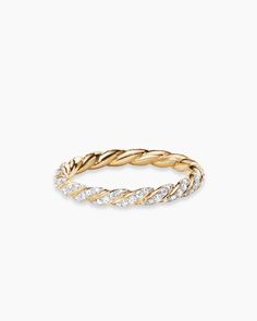 Pavé Petite Band Ring in 18K Yellow Gold, 2.8mm Cheap Wedding Bands, David Yurman Ring, Stacked Wedding Bands, Gold Diamond Wedding Band, Simple Diamonds, Women's Rings, Engagement Band, Twisted Band, Engagement Bands