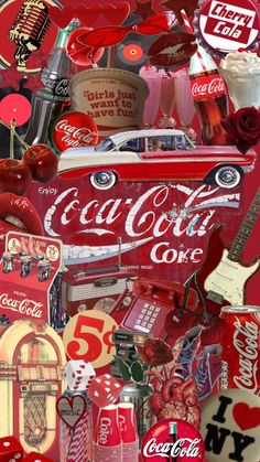 a collage of coca - cola and other items