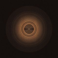 an orange and black circular design on a black background