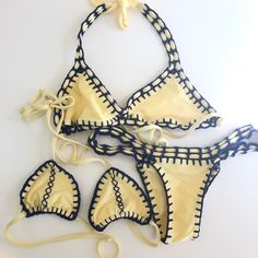 Nwot. Awesome Deal, Get A Bikini Set With Two Types Of Bikini Tops. This Guria Crochet Bikini Is So Much Fun. Size Medium For Bottoms And Larger Coverage Top, Size Small For Triangle Top. Never Been Worn, All Tags Were Removed Prior To Washing Fitted String Swimwear For Beach Party, Summer Fitted String Swimwear, Fitted String Swimwear For Beach, Fitted String Swimwear For Summer, Fitted String Beachwear Swimwear, Fitted String Summer Swimwear, Festival Fitted Beachwear Swimwear, Fitted T-back Swimwear For Beach, Yellow Halter Neck Swimwear For Festival