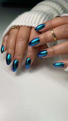 Short nails with blue and green chrome. Aesthetic nail idea simple nails #nailart #chromenails #bluenails #bluechromenails #shortnails #nailidea #nailinstagram #naildesign #nailtech #nailsideas #cutenails #2024nailtrend #nailcolor Blue Chrome Acrylic Nails French Tip, Green Chrome Nail Designs, Blue And Green Chrome Nails, Dark Teal Chrome Nails, Chrome Nails Teal, Blue Green Chrome Nails, Bright Blue Chrome Nails, Blue Chrome Nails Almond, Short Nails Ideas Aesthetic