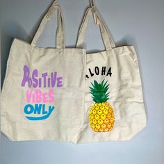 Brand New Never Used Medium Sized Tote Bags This Includes Both!! :) Fun Everyday Shoulder Bag, Fun Canvas Bags For Everyday Use, Spring Tote Bag, Canvas Bags, Canvas Bag, Womens Tote Bags, Medium Size, Tote Bags, Tote Bag