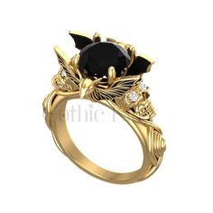 GOTHICKING OFFERS YOU VERY UNIQUE & ANTIQUE GOTHIC SKULL JEWELLERY WITH MULTI-COLOR METAL, LIKE YELLOW, ROSE, AND WHITE GOLD FINISH.                                                    WE OFFER CUSTOM JEWELLERY LIKE, METAL CHANGE, ENGRAVING AND GIFT CARD ETC. PRODUCT DESCRIPTION: Metal : Sterling Silver Metal Purity : 925 Metal Finish: White Gold Finish/Yellow Gold Finish/Rose Gold Finish Main Stone Color :  Black Main Stone Shape : Round Total Carat Weight : 2.00 ctw - 2.50 ctw (Approx) Main Sto Custom Black Jewelry For Formal Occasion, Custom Black Formal Jewelry, Unique Black Skull Ring For Halloween, Gold Gothic Skull Ring For Halloween, Elegant Black Skull Ring For Halloween, Gothic Gold Skull Ring For Halloween, Gold Gothic Jewelry For Anniversary, Gothic Gold Rings For Halloween, Skull Engagement Ring