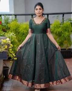 Saree to dress models Saree To Frock Designs, Saree To Frock, Saree To Dress, Long Frock Dress, Long Frocks Indian, Instagram Song, Search Code, Plain Jacket