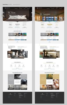 two page layouts for a hotel website