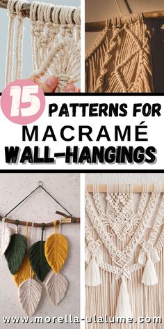 Add a touch of boho elegance to your space with our macrame wall hanging ideas and tutorials! 🧵 Whether you're new to macrame or looking to refine your skills, we've got easy macrame wall hanging DIY projects just for you. Learn essential macrame knots with these step-by-step macrame tutorials and explore free macrame patterns ranging from modern to classic designs. Create large or small pieces that perfectly fit your style. Macrame Patterns Wall Hanging Diy, Wall Hangings Macrame, Macrame Wall Hanging Diy Pattern Free, Free Macrame Wall Hanging Pattern, Macrame Tutorial Beginner Free Pattern, Easy Macrame Tutorial Step By Step, Printable Macrame Patterns Free, Homemade Wall Hanging, Small Macrame Wall Hanging Pattern