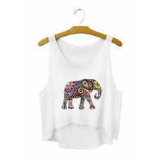 Funny I Love Food Print Crop Top Sleeveless Shirt-women-wanahavit-elephant-One Size-wanahavit Floral Elephant, Belly Shirts, Boho Beautiful, White Clothes, 2016 Summer, Crop Top Casual, Crop Top Tees, Summer Crop Tops, Print Tank Top