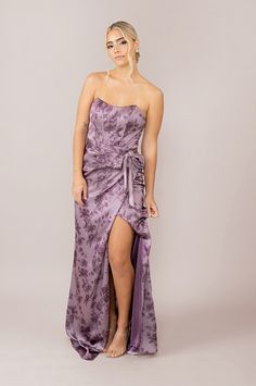 Model: Rylee; Size: 6; Color: Lilac Bouquet Purple Floral Formal Dress, Lavender Floral Bridesmaid Dresses, Floral Bridesmaid Dresses Lilac, Purple Floral Print Formal Dress, Purple Floral Bridesmaid Dresses, Purple Silk Floral Print Maxi Dress, Dark Purple Bridesmaid Dresses, Lilac Bouquet, Wedding Parties Colors