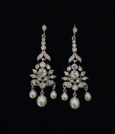 Stunning and Beautiful Vintage Georgian Style Sterling Silver Cultured Pearl Paste Drop Earrings with 9ct Gold Earring Shepherd Hooks. Pearl Drops 8mm & 5mm.  Marked 925.  Good condition for their age.  L6.5cm W2cm Elegant Filigree Drop Pearl Earrings, Ornate Silver Chandelier Earrings With Pearl Drop, Georgian Earrings, Antique Historical Drop Earrings, Sterling Silver Pendants Georgian, Gold Earring, Earring Hooks, Pearl Drop, Cultured Pearls