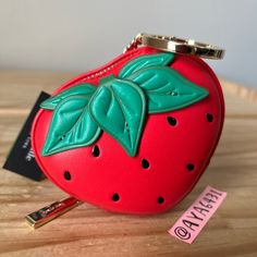 100% Authentic Brand New With Tag Kg649 Strawberry Dreams 3d Strawberry Coin Purse Red Multi And Gold Hardware 3.5” L X 3” H X 1.5” D Trendy Red Kate Spade Bag, Strawberry Coin Purse, 3d Strawberry, Bags Kate Spade, Ar Accessories, Jelly Shoes, Walker Boots, Kate Spade Bags, Kate Spade Bag