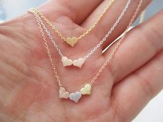 Tiny Heart Necklace, Big Sister Gifts, Bff Necklaces, Sister Jewelry, Best Friend Necklaces, Etsy Bridesmaid Gifts, Rose Gold Heart, Friend Necklaces, Gold Heart Necklace