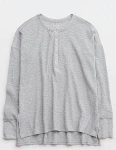 OFFLINE By Aerie Wow! Waffle Henley T-Shirt Waffle Henley, Grey Quarter Zip, Waffle Shirt, Offline By Aerie, Henley T Shirt, Outfit Inspo Casual, Fashion Books, Knit Shirt, Waffle Knit