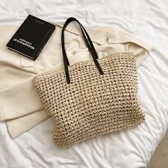 Kylethomasw - Summer Straw Bag Women Large Capacity Handle Bag Handmade Woven Handbag Bohemia Vacation Rattan Beach Bag Shopping bag tote bag Summer Tote Shoulder Bag With Handles, Bohemian Style Bags For Beach Season Shopping, Bohemian Beach Bags For Shopping, Casual Large Capacity Bag In Natural Color, Summer Beige Tote Shoulder Bag, Bohemian Summer Shopping Bag, Casual Beige Bag With Braided Handles, Casual Large Capacity Natural Bag, Casual Beige Handheld Bag