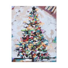 an abstract painting of a christmas tree