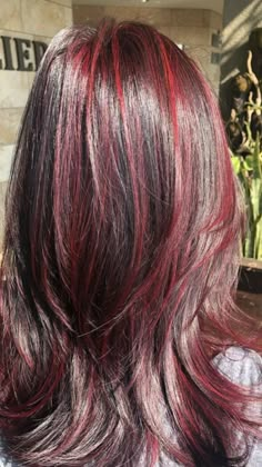 Hair ideas  • red hair streaks  • color hair: black Cherry Hair, Healthier Hair