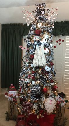 a christmas tree decorated with ornaments and decorations