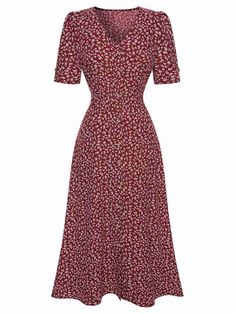 1940s Wrap Dress, 1940s Fashion Women Outfits, 1940s Style Dresses, 1940s Fancy Dress, 40s Dresses Vintage, 1940's Dress, Best Dress For Girl, Red Wine Dress, 40s Style Dresses