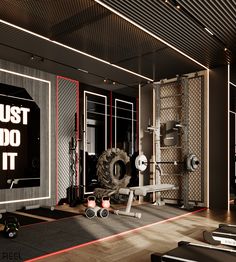 the gym is equipped with equipment for people to use in their own personal training area