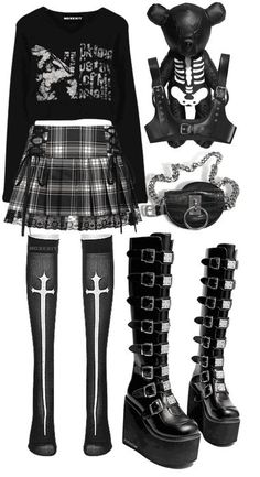 Teenage Goth Outfits, Goth Punk Rock Outfits, Modiste Aesthetic, Goth Fashion Female, Female Gothic Outfits, New Goth Fashion, Goth Aesthetic Clothing, Cute Outfits Goth, 2000 Goth Fashion