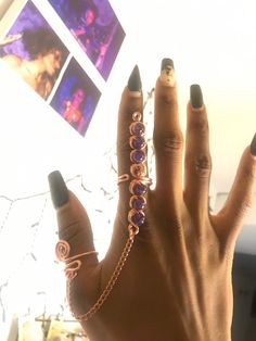 Amethyst Chakra Wand Ring, Amethyst Stone Jewelry, Gemstones, Amethyst Ring, Amethyst Jewelry, Crystal Ring, Meditation '''''''''''''''''''''''''''''''''''''''''''''''''''''''''''''''''''''' All rings adjust Chakra ring not only eye catching style but healing capabilities. Copper works as an energy conductor so it amplifies the energy of the chakra stones. Crystals are like friends and they help to reveal different layers of yourself. So use your ring as a feel good reminder to listen to your bo Purple Hand Wrapped Spiritual Jewelry, Spiritual Purple Wire Wrapped Jewelry, Purple Spiritual Crystal Ring, Spiritual Purple Wire-wrapped Jewelry, Spiritual Purple Crystal Birthstone Ring, Mystical Purple Jewelry With Natural Stones, Spiritual Amethyst Wedding Ring, Spiritual Purple Amethyst Wedding Ring, Purple Amethyst Bohemian Jewelry