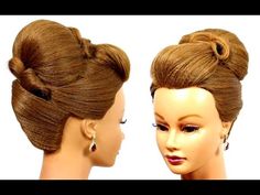 Updo hairstyles. Wedding, bridal, prom hairstyles for medium hair. - YouTube Updo Hairstyles Wedding, Youtube Hair Tutorials, Cabelo Pin Up, Hairstyle For Medium Hair, Prom Hair Medium, Competition Hair, Elegant Bun, Chignon Hair