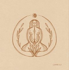 a drawing of a naked woman in a circle