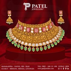 Patel Jewellers offers top jewellery in gold, diamond and platinum with a wide range of collections. Visit our shop for more on today's special offers Gold Choker Set, Antique Choker, Bridal Necklace Designs, Antique Necklaces Design, Antique Necklaces, Beautiful Gold Necklaces, Antique Bridal Jewelry, Antique Gold Jewelry, Choker Set