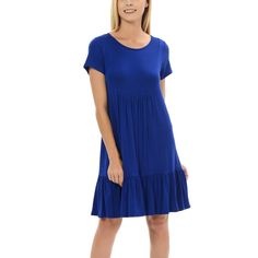 Blue Midi Dress With Ruffled Bottom Color: Blue 95% Rayon, 5% Spandex Hand Wash, Hang Dry Made In Usa Small 0-4 Medium 6-8 Large 10-12 X-Large 12-14 Tiered Stretch Dresses With Ruffle Hem, Stretch Tiered Dress With Ruffle Hem, Casual Blue Elastane Dresses, Blue Knee-length Midi Dress With Ruffle Hem, Blue Stretch Midi Dress With Short Sleeves, Blue Short Sleeve Mini Dress With Ruffle Hem, Blue Mini Dress With Ruffle Hem And Short Sleeves, Blue Elastane Summer Midi Dress, Blue Stretch Elastane Midi Dress