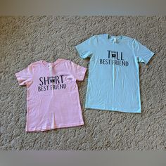 Nwot Bella + Canvas Tall Best Friend (Womens S), Short Best Friend (Kids L 14-16) Matching Tees. Never Worn, Didn’t Arrive In Time For School Function. Super Cute For Twin Day. Smoke Free, Pet Free Home. Pink Family Matching Shirt For Summer, Matching Pink Tops With Letter Print, Pink Short Sleeve Family Matching Shirt, Pink Matching Tops With Letter Print, Pink Tops With Letter Print, Family Matching Pre-shrunk Pink Tops, Pink Crew Neck Shirt For Family Matching, Unisex Pink Letter Print Shirt, Pink Letter Print Unisex Shirt