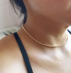 Dainty Gold Bead Necklace Gold Beaded Choker 14K Gold Fill | Etsy Gold Beaded Choker, Gold Wedding Jewelry Necklace, Single Necklace, Minimalist Necklace Gold, Silver Bead Necklace, Necklace Layering, Barbie Life, Gold Bead Necklace, Ball Necklace