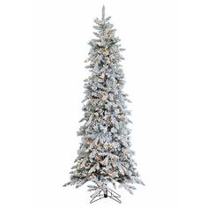 a white christmas tree with snow on it