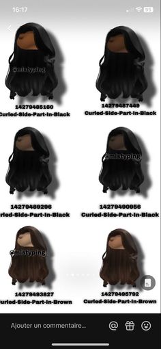 the different types of wigs are shown in this screenshote screen graber