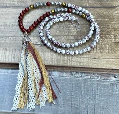 This is a one of a kind beaded long tassel necklace. Semi precious stones. This necklace is 35 inches long and has an adjustable chain. The  tassel is 3 1/2 inches long. Beaded necklace. Beaded charm necklace.  Necklaces can be made any size, color or style. Please send me a message if you would like a certain size, color, or style made especially for you!  Thank you for visiting and shopping 27inHeaven! ❤️ Michelle Hoeft Spiritual Beaded Long Tassel Necklace, Adjustable Long Spiritual Tassel Necklace, Long Tassel Necklace, Long Beaded Necklace, Necklace Beaded, Semi Precious Stones, Granada, Gemstone Necklace, Bead Charms