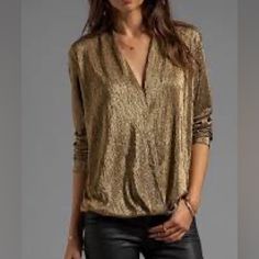 I Never Wore This. I Still Love It, But Chances Are I Won’t Wear It. New With Tags Even Though It’s A Few Years Old. Excellent Condition. Metallic Blouses, Gold Blouse, Blouse Outfit, Revolve Clothing, Black Skinnies, Price Match, Metallic Gold, 30 Day, Style Me