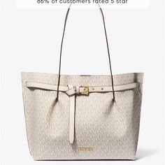 New In With Tags Michael Kors Emilia Tote, Logo Tote Bag, Bags Logo, Signature Print, Cream And Gold, Large Tote, Michael Kors Bag, Womens Tote Bags, Long Tops