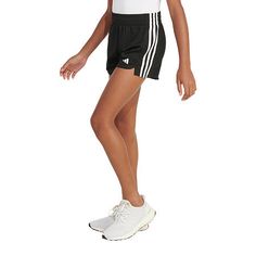 Easy adidas style for your go-getter. These girls' shorts feature iconic 3-Stripes for a look that's always on-trend. Airy mesh pairs perfectly with sunshine and non-stop play. One universal fact about kids: They are always growing and changing and their bodies are, too. That's why we now offer kids' extended sizing for our most popular apparel. Because kids deserve great-fitting, functional gear they can feel confident wearing. For years, our industry has used phrases like "plus size" and "husk Summer Sportswear Shorts With Side Stripes, Adidas Cotton Athletic Shorts, Adidas Logo Cotton Shorts For Summer, Sporty Side Stripes Shorts For Summer, Sporty Summer Shorts With Side Stripes, Adidas Cotton Athletic Shorts With Three Stripes, Summer Sportswear Shorts With Three Stripes, Summer Athleisure Shorts With Three Stripes Branding, Adidas Athleisure Shorts With Three Stripes