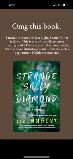 the book cover for strange and diamond by liz nugentt is displayed on an iphone