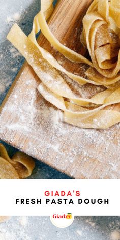 fresh pasta dough on a cutting board with the title glada's fresh pasta dough